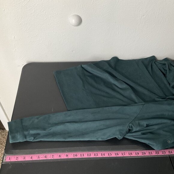 Susan Graver Top Women Medium‎ Petite Forest Green Button Up Long Sleeve Shacket - Picture 11 of 13